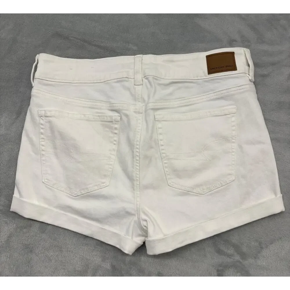 American Eagle Next Level Stretch White Cuff Shorts - Size 10